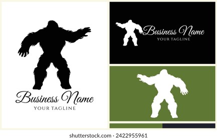 silhouette bigfoot vector logo template