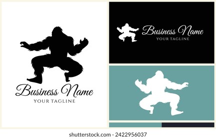 silhouette bigfoot vector logo template