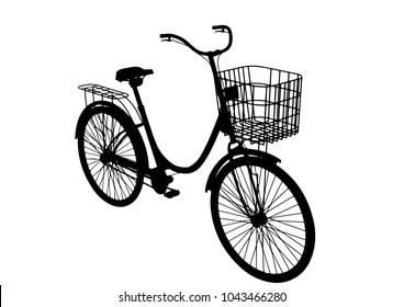 Silhouette Of Bike With Basket Vector
