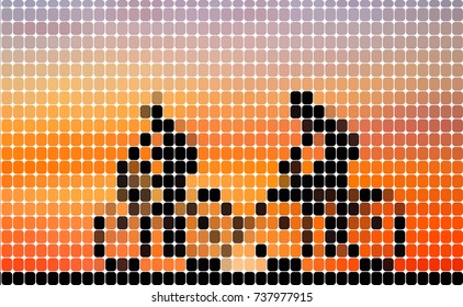 Silhouette bike mosaic on colored abstract pattern background,EPS10