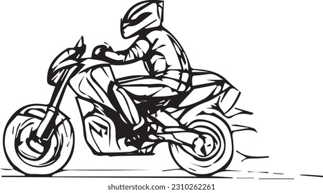 silhouette of a biker. silhouette of a motorcycle