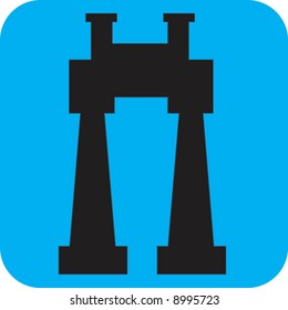 silhouette of binocular in blue background	