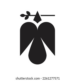 silhouette of a bird carrying a leaf logo vector