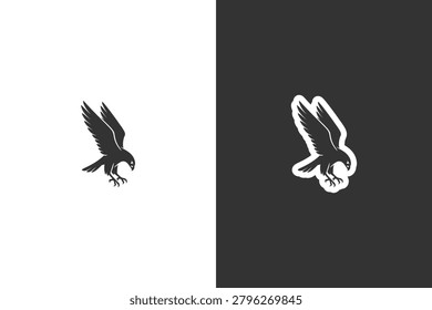 Silhouette of Bird in Flight Against Light and Dark Backgrounds, Nature and Wildlife Scene