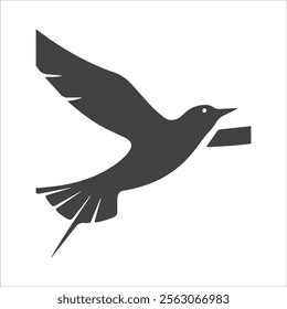 silhouette bird icon in flat style