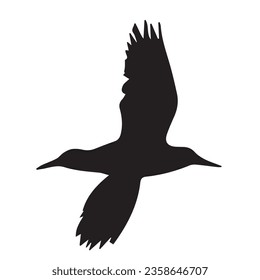 Silhouette of bird isolated on white background. Vector illustration.