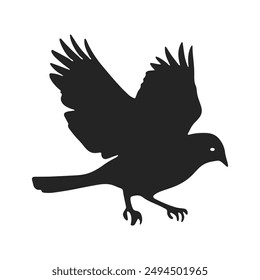 silhouette bird logo design, simple hand drawn and linocut style, bird silhouette illustration