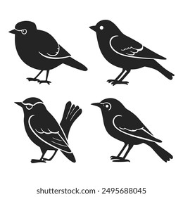 silhouette bird logo design, simple hand drawn and linocut style, bird silhouette illustration