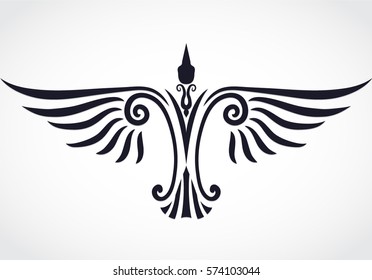 silhouette bird ornament label