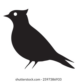 A silhouette of a bird perched against a clean white background