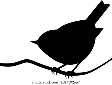 Silhouette of bird perched on a branch vector illustration