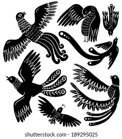 Silhouette bird set