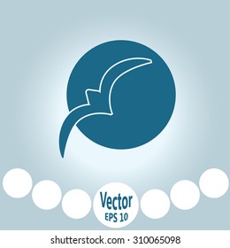 Silhouette of the bird at sunset. Vector