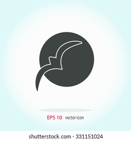 Silhouette of the bird at sunset. Vector