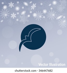 Silhouette of the bird at sunset. Vector