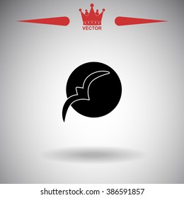 Silhouette of the bird at sunset. Vector