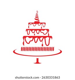 silhouette of birday cake, Perfect for elements greeting cards, party invitations, posters, and digital birthday content. 