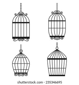 Silhouette birdcages collection set.