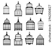 silhouette birdcages collection set. vector illustration eps10
