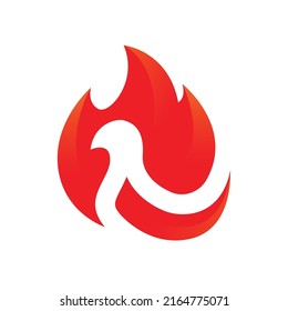 silueta de aves en llamas vector de logotipo