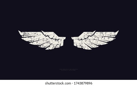 Silhouette Of A Bird's Wings In Military Style. Design With Rough Texture