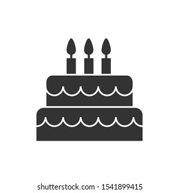 Silhouette birthday cake icon for logo, design and decoration of websites and applications., flat design