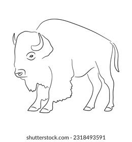 Silhouette of a Bison made in sketch style. Vector illustration.