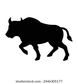 silhouette of a bison on white