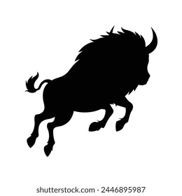 silhouette of a bison on white