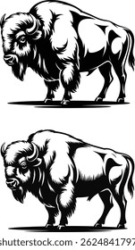 A Silhouette bison vector illustration