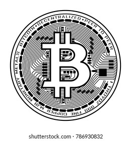 Silhouette of Bitcoin Currency in Black and White