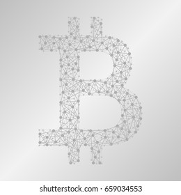 Silhouette of the bitcoin symbol consisting of electronic links. Vector illustration