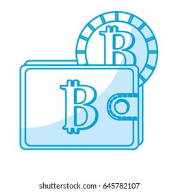 silhouette bitcoin symbon in the wallet with coin money