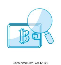 silhouette bitcoin symbon in the wallet with magnifying glass