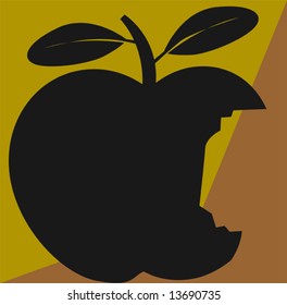 silhouette of a bitten apple	