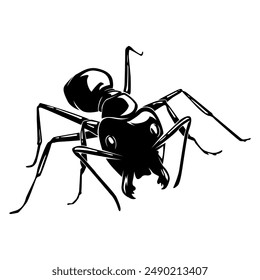 Silhouette black ant isolated on a white background, an insect that often appears around us and occurs because of poor hygiene.