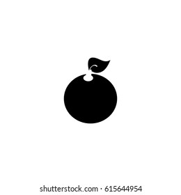 Silhouette of a black Apple with leaf on white background, vector