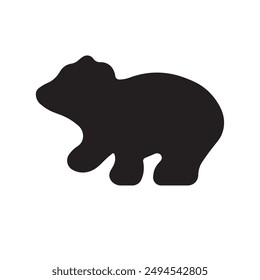 Silhouette of black bear flat icon vector illustration isolated on white background