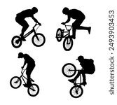 silhouette black bmx bicycle sport vector illustration