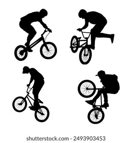 silhouette black bmx bicycle sport vector illustration