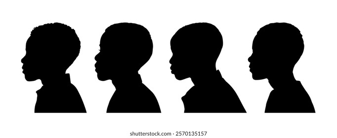 Silhouette of a black boy's face, side view, isolated - vector illustration	