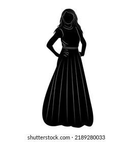 silhouette black bride on white background isolated