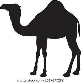 silhouette, black camels, desert animals, minimalist design, profile view, three camels, monochrome illustration, simple shapes, graphic art style, white background