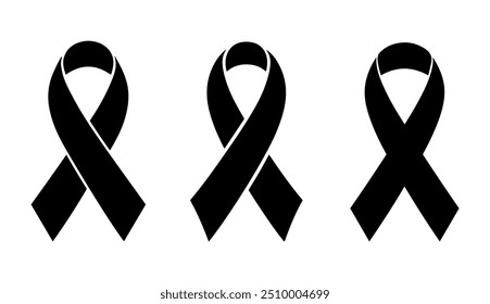 Silhouette black cancer ribbon or badge icon. The sign of cancer awareness vector.