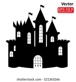 Silhouette Black castle , isolated on white background vector illustration 