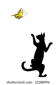 The silhouette of a black cat