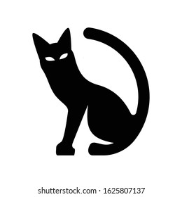 Silhouette black cat icon. Vector logo template