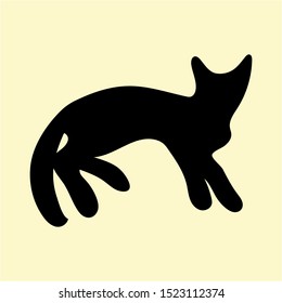 Silhouette of a black cat in a lying position