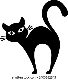 Silhouette Black Cat On White Background Stock Vector (Royalty Free ...