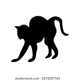 Silhouette of black cat on white background